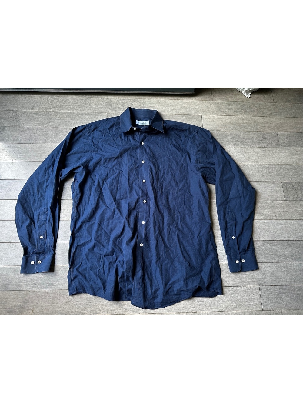 Brooks Brothers Men's Classic Navy Blue Button Down Cotton Dress Shirt 16-34/35